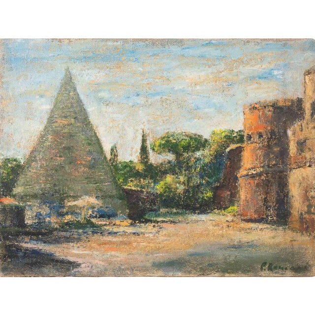 Pino Romanò, View of Piazzale Ostiense, Rome, Oil Painting, 1990s For Sale