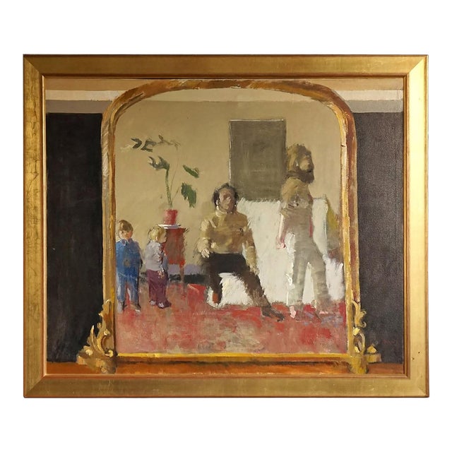 ‘Wife and Family’ by John G. Boyd, Large 1970s Original Oil on Canvas Painting For Sale