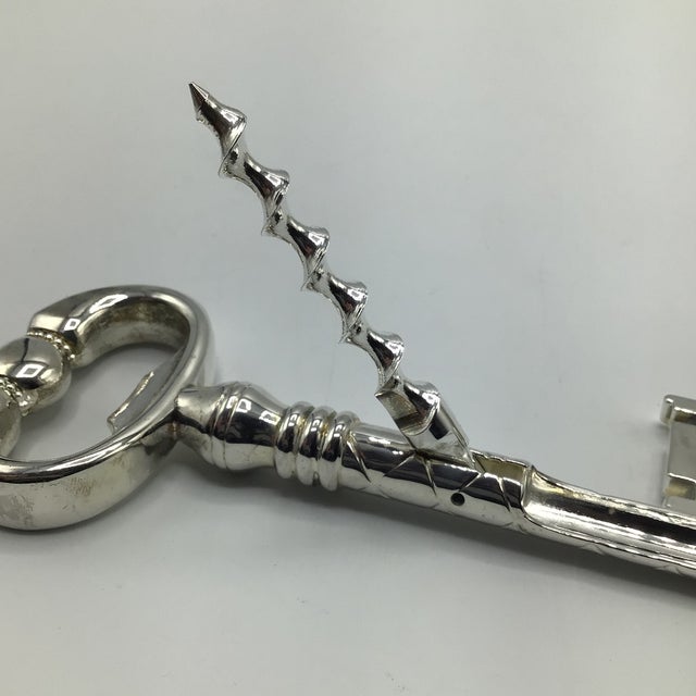 Godinger Godinger Silver Plated Skeleton Key Jigger/Bottle Opener and Skeleton Key Corkscrew-Set of 2 For Sale - Image 4 of 12