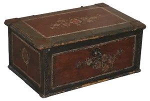 Portugese Hand-Painted Chest or Trunk for Linens Coffee Table, 1797
