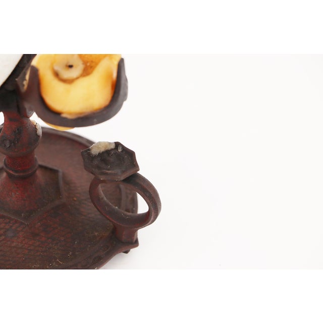 Exquisite Cast Iron Chamberstick With Porcelain Reflector, French, 19th Century For Sale - Image 11 of 17