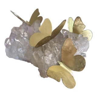 Brass Butterfly and Quartz Object For Sale