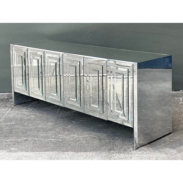 Vintage Boho Ello Six Door Stack Mirror Credenza For Sale - Image 11 of 12