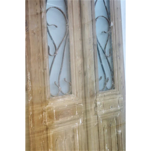 Rustic European Late 19th Century Double French Doors With Metal/Glass - A Pair For Sale - Image 3 of 3