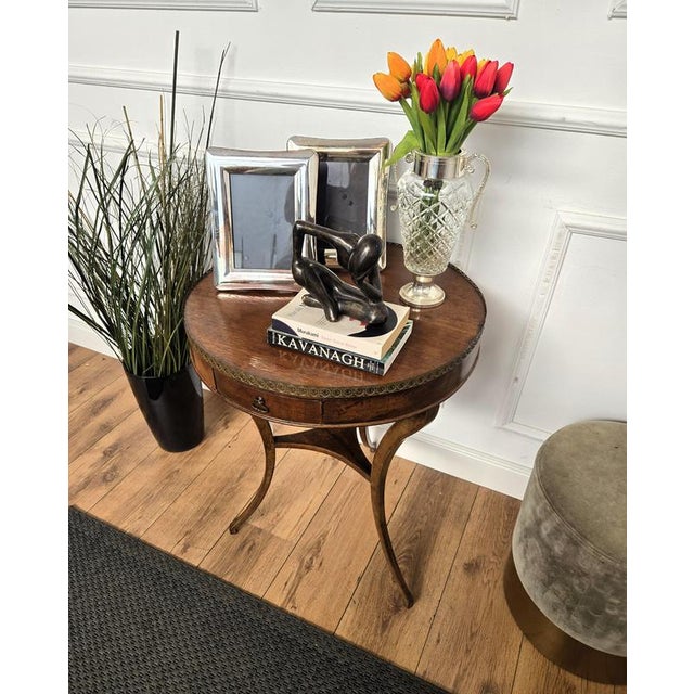 Vintage Italian Round Walnut Side Table, 1930s For Sale - Image 3 of 9