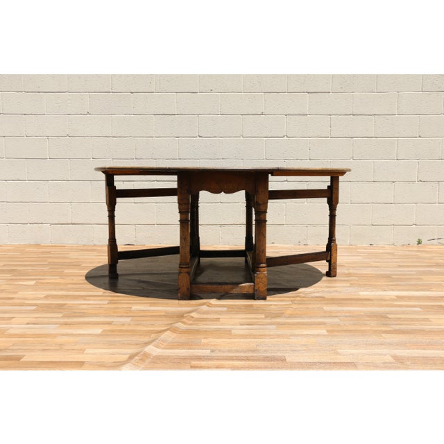 1950s Country French Tiger Oak Drop-Leaf Gateleg Dining Table, Rustic Farmhouse Oak Table, Circa 1950s For Sale - Image 5 of 18