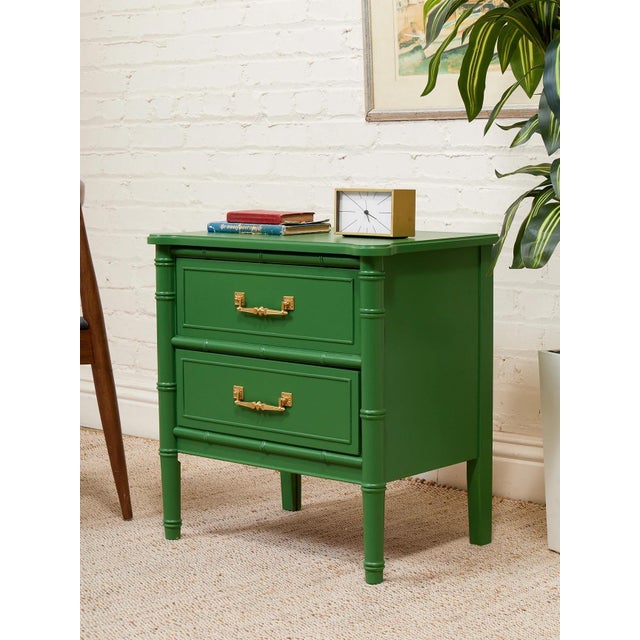 Emerald Mid 20th Century Emerald Faux Bamboo Nightstand For Sale - Image 8 of 12