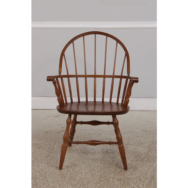 Hitchcock Set of 6 Hitchcock Oak Windsor Style Dining Room Chairs For Sale - Image 4 of 18