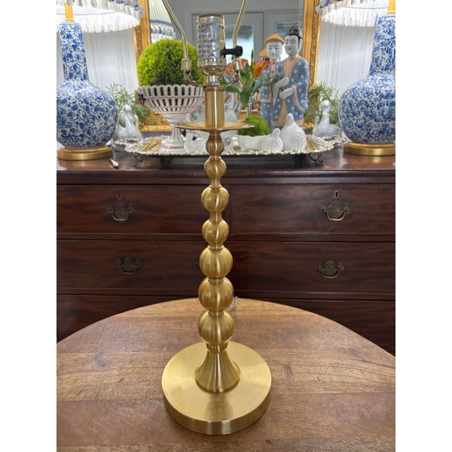 Lauren Ralph Lauren Lauren Ralph Lauren Brushed Gold Stacked Sphere Single Buffet Tall Lamp Base For Sale - Image 4 of 6