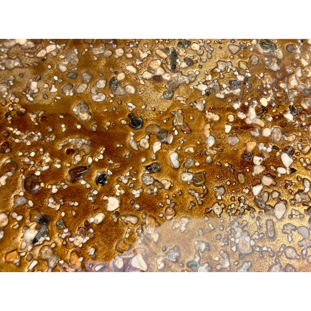 Brown Saltman 1970s John Keal for Brown Saltman Two-Tier Hexagonal Side Table With Stone Inset For Sale - Image 4 of 11