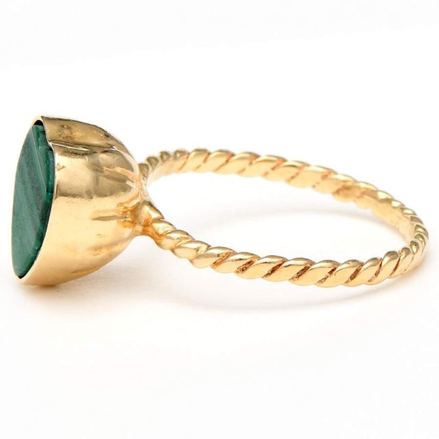 14KY Malachite(4.0) Heart Stack Ring, size 7 For Sale - Image 4 of 5