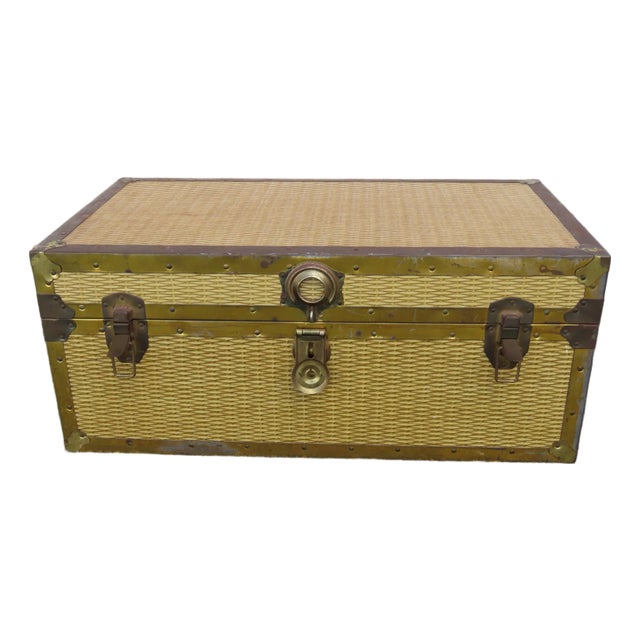 Hollywood Regency Wicker Cedar Hope Chest Blanket Trunk 6326 For Sale
