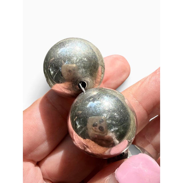 Vintage Taxco Mexico 26" Graduated Sterling Silver Bead Necklace, FSG Ts-54, 141g For Sale In New York - Image 6 of 11