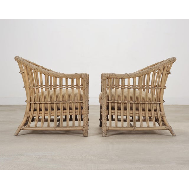 Set of Six Rattan Lounge Chairs & Two Ottomans by Danny Ho Fong For Sale - Image 12 of 18