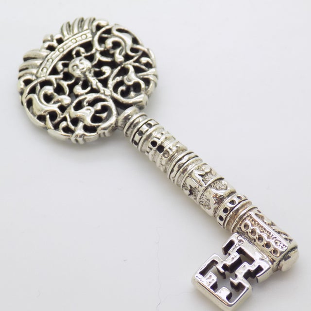Vintage Italian Handmade Genuine Sterling Silver 925 Real Life Size Decorative Key, 1980s For Sale - Image 13 of 13
