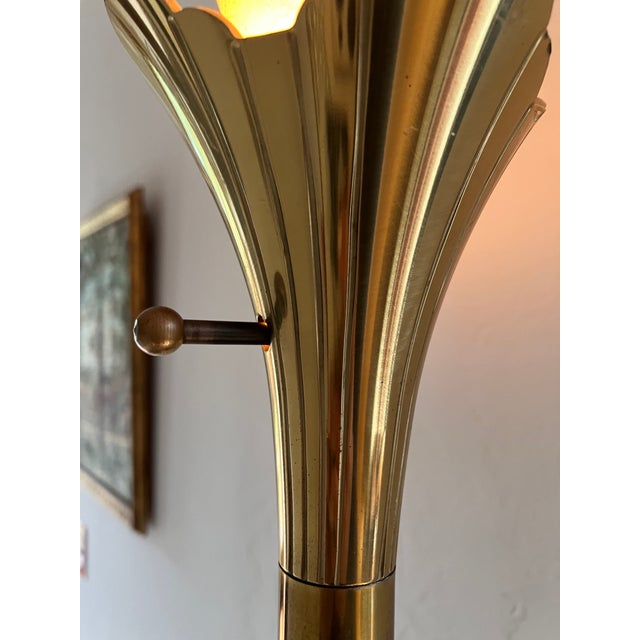 Mid 20th Century Mid-Century Modern Solid Brass Torchiere Floor Lamp by Stiffel Company For Sale - Image 13 of 16