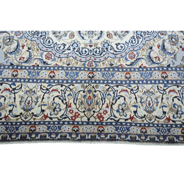 Textile Hand-Knotted Nain 9la Oriental Rug with Silk Content ​ For Sale - Image 7 of 12