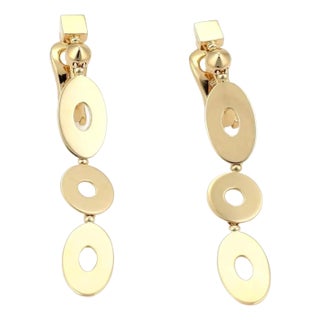 Bvlgari Lucea Oval & Round Disc 18k Yellow Gold Dangle Earrings, 2 Pieces For Sale