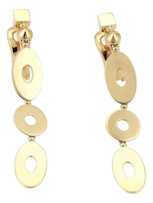 Bvlgari Lucea Oval & Round Disc 18k Yellow Gold Dangle Earrings, 2 Pieces
