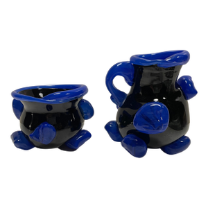 1990s Art Glass Cream and Sugar Coffee Set