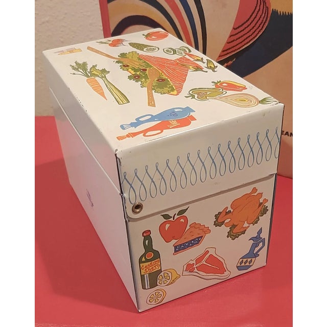 Metal Vintage Lobster Recipe Box Coastal For Sale - Image 7 of 10