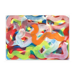 Contemporary Abstract Gouache on Fabriano Paper Painting "Squirm 10" by Leon Phillips