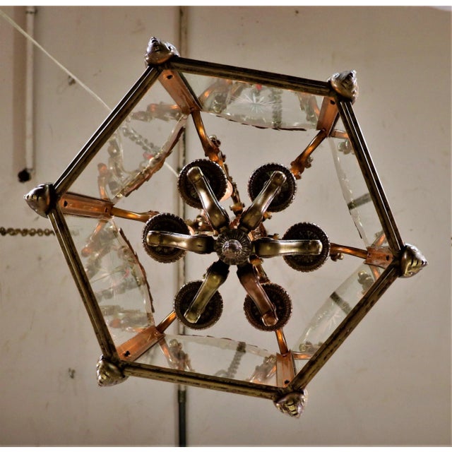 Circa 1800 French Louis XIV Bronze Lantern With Cut Glass Panels For Sale - Image 12 of 13