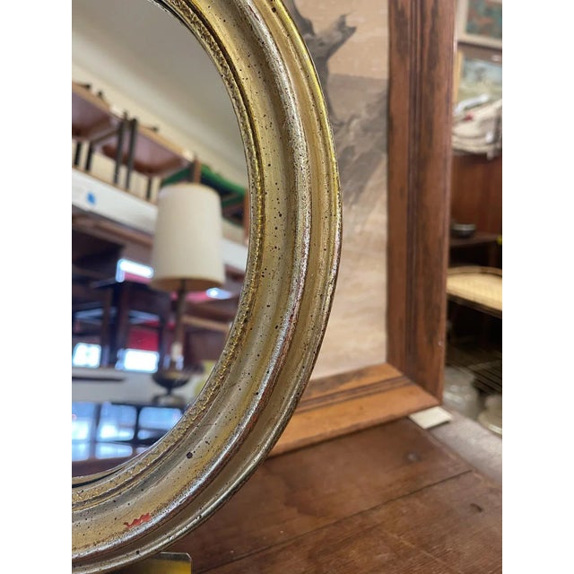 Wood Vintage Oval Shaped Wall Mirror For Sale - Image 7 of 8