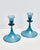 Mid Century Blue Glass Orrefors Swedish Candlestick Pair For Sale - Image 13 of 15