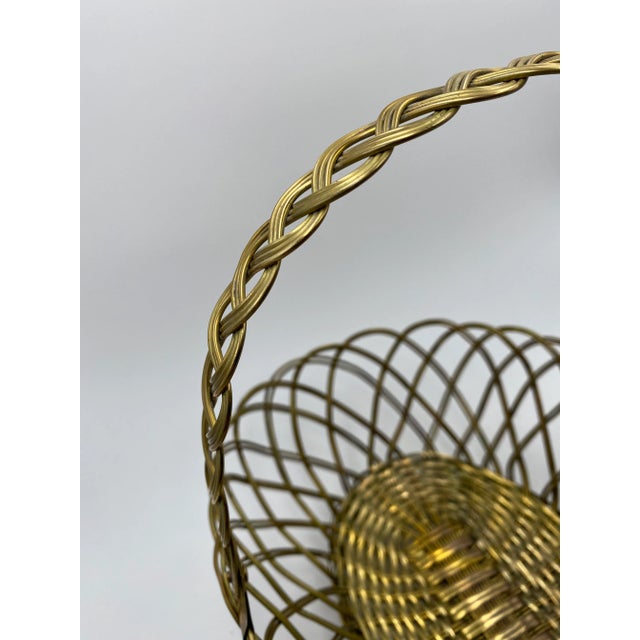 Wm. Rogers & Sons Solid Brass Woven Oval Basket With Handle For Sale In Atlanta - Image 6 of 7