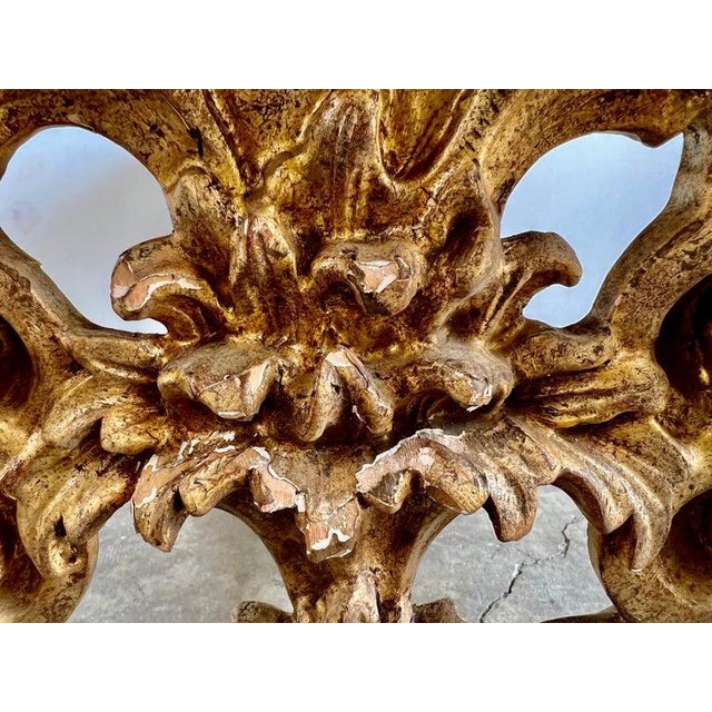 Italian Carved Giltwood Bench W/ Embossed Leather For Sale - Image 11 of 17