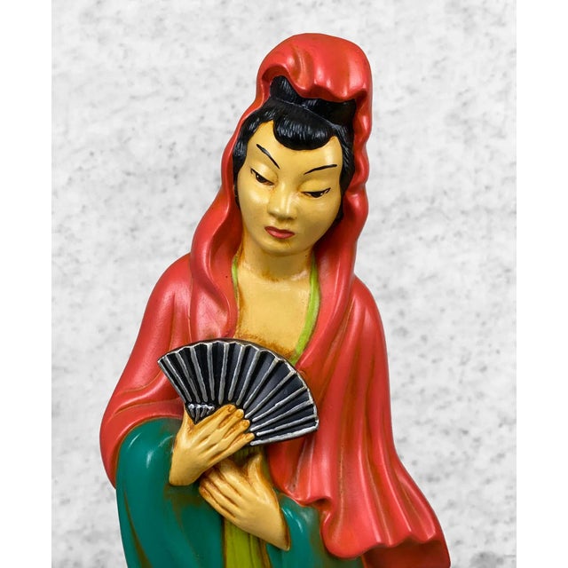 1980s Vintage Chinese Immortal Figural Man & Women Pottery Sculptures - a Pair For Sale - Image 5 of 10