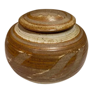 1970s Stoneware Studio Art Pottery Lidded Jar