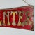 Mid 20th Century Vintage Handmade "Science Center" Double Sided Wooden Sign in Red & Gold For Sale - Image 5 of 8