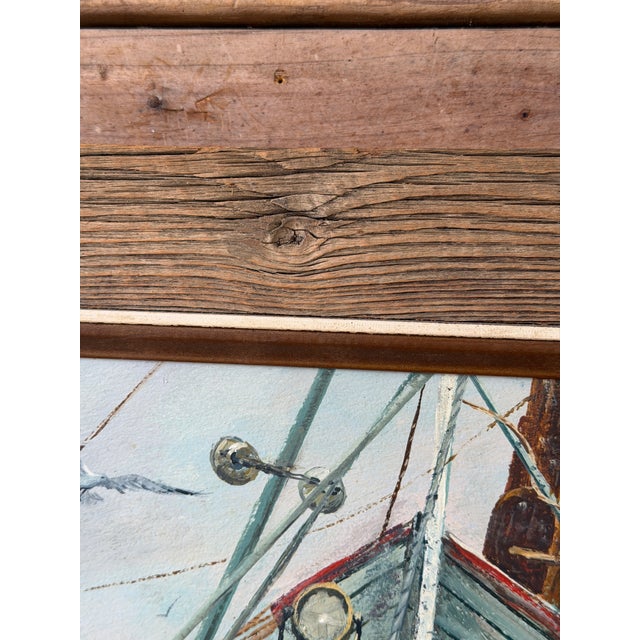 Textile “Miss Phyllis" 1974 Nautical Impressionist Oil Painting by Shirley Fernendes For Sale - Image 7 of 12