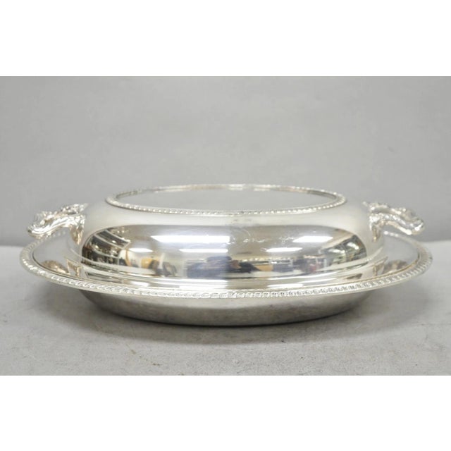 Vintage Oneida Fiesta Silver Plated Oval Covered Vegetable Serving Dish Platter For Sale - Image 11 of 11