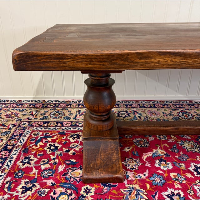 Antique French Dining Farmhouse Monk Refectory Monastery Table Baluster Pedestal For Sale In Dallas - Image 6 of 18