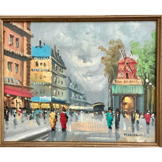 Impressionist Painting O/C Mid-Century French Impressionist Street Scene, Montmartre — Jacques Marchand (B. 1932) For Sale - Image 3 of 6