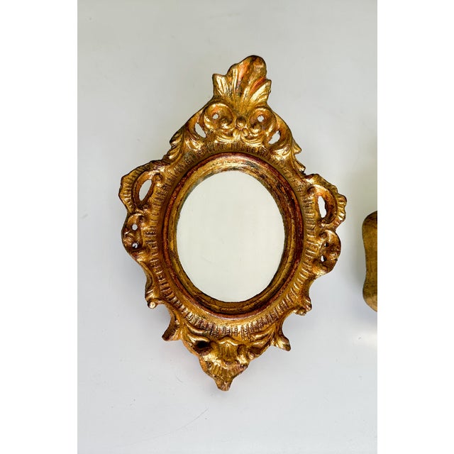 Italian Mid-Century Italian Giltwood Florentia Accent Mirrors - A Pair For Sale - Image 3 of 16