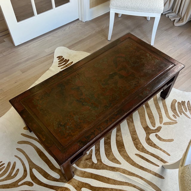 Auburn Stunning Vintage Umber Rouge Chinese Incised Coffee Table For Sale - Image 8 of 12