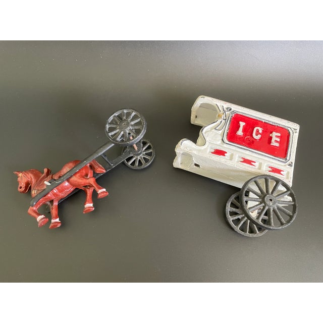 Vintage Cast Iron Horse Drawn Ice Wagon Toy For Sale - Image 9 of 12