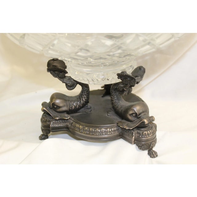 Mid-Century Modern 1990s Mid-Century Modern Style Dolphin Crystal Bowl Center Piece For Sale - Image 3 of 11