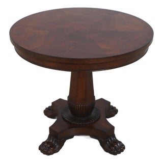 Henredon Mahogany Round Lion Claw Pedestal End Table For Sale