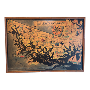 1950s Richard Yardley Whimsical Pictorial Map of the Eastern Shore