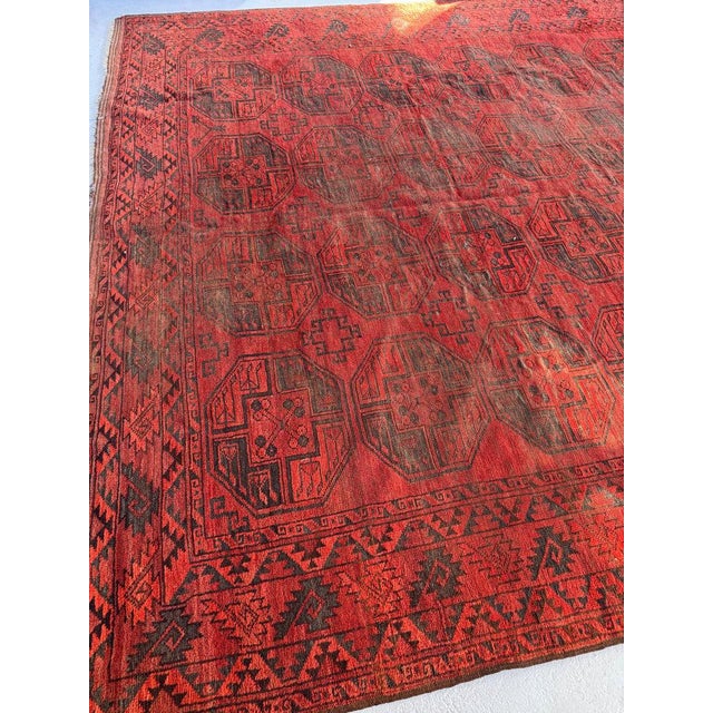 Vintage Tribal Ersari Bashir Minimal Aesthetics with Elephant Tracks Rug 9.2 x 12.5 For Sale - Image 13 of 15