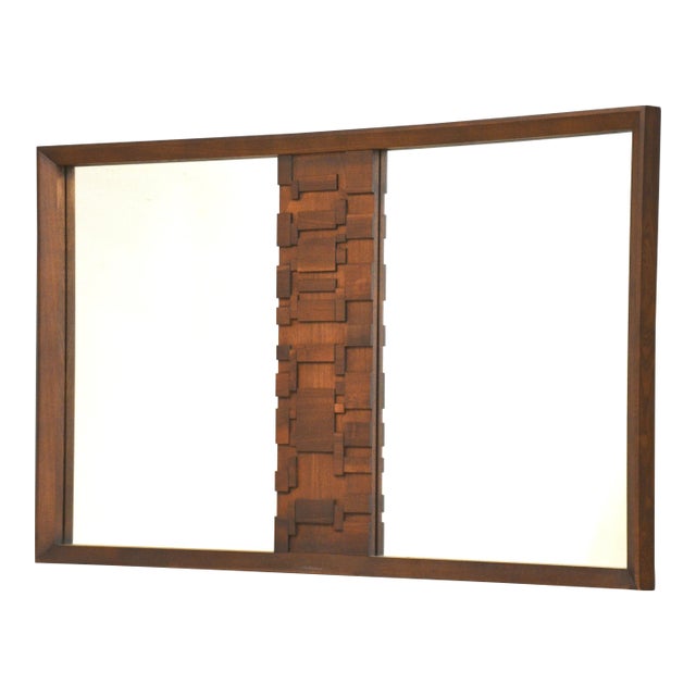 1970s Brutalist MCM Walnut Mirror For Sale