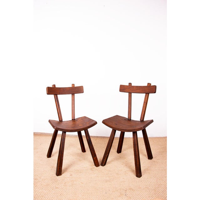 Brown Brutalist Elm Chairs in the style of Jean Touret, 1950s, Set of 2 For Sale - Image 8 of 13