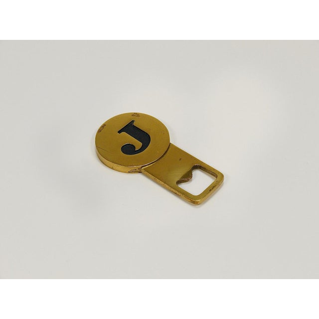 Metal Letter J Initials Brass Bottle Opener #4919 attributed to Carl Auböck, Vienna, 1960s For Sale - Image 7 of 18