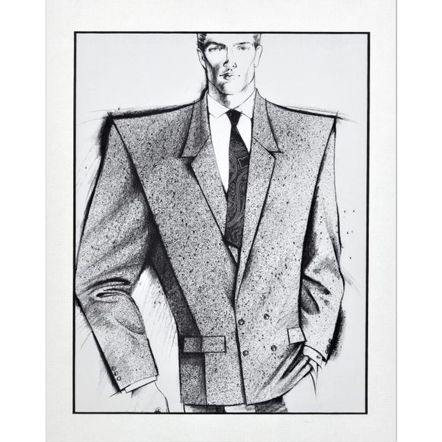 Set of 2 Matted Men's Pierre Cardin Suit Fashion Prints For Sale