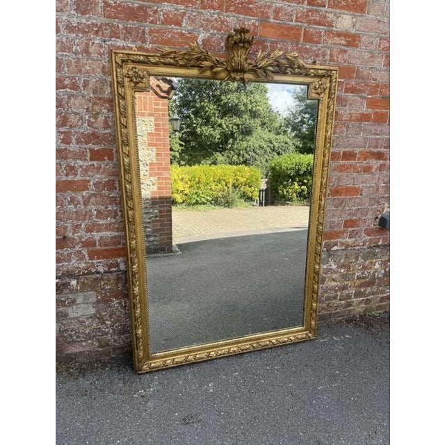 Glass Large Antique French Gilt Rope Twist Framed Mirror For Sale - Image 7 of 8
